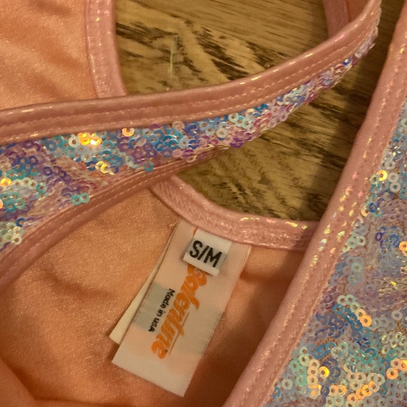 Sequin Lace Women's Bodysuit - Pink and Purple - Picture 4 of 7